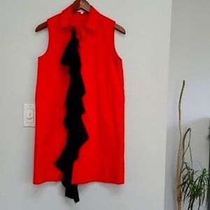 Alexis red sleeveless shirt dress